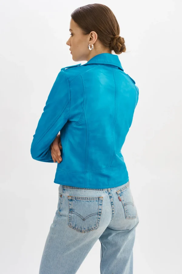 LAMARQUE Leather Jackets | DONNA | Iconic Leather Biker Jacket Faded Jean