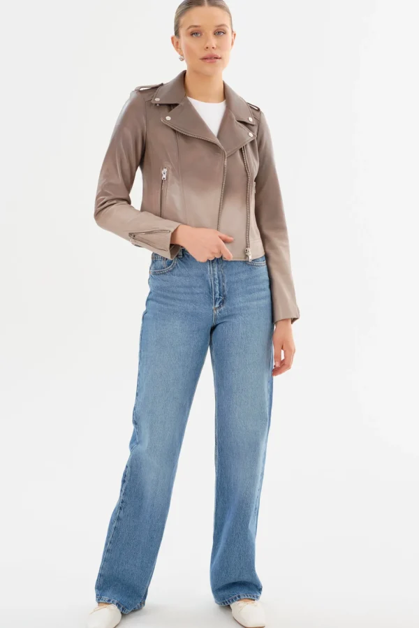 LAMARQUE Leather Jackets | DONNA | Iconic Leather Biker Jacket Desert Gradient
