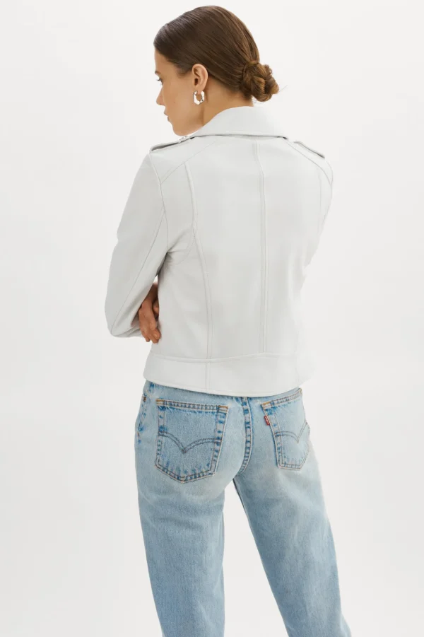 LAMARQUE Leather Jackets | DONNA | Iconic Leather Biker Jacket White