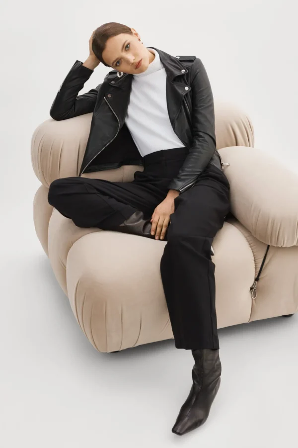 LAMARQUE Leather Jackets | DONNA | Iconic Leather Biker Jacket Black