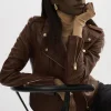 LAMARQUE Leather Jackets | DONNA GOLD | Iconic Leather Biker Jacket Chocolate