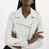 LAMARQUE Leather Jackets | DONNA GOLD | Iconic Leather Biker Jacket White