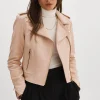 LAMARQUE Leather Jackets | DONNA GOLD | Iconic Leather Biker Jacket Ballet Pink