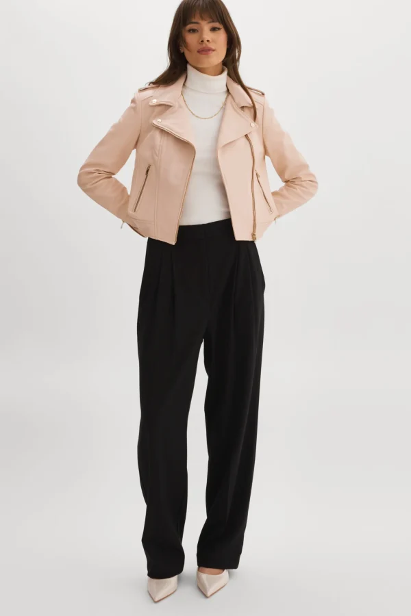 LAMARQUE Leather Jackets | DONNA GOLD | Iconic Leather Biker Jacket Ballet Pink