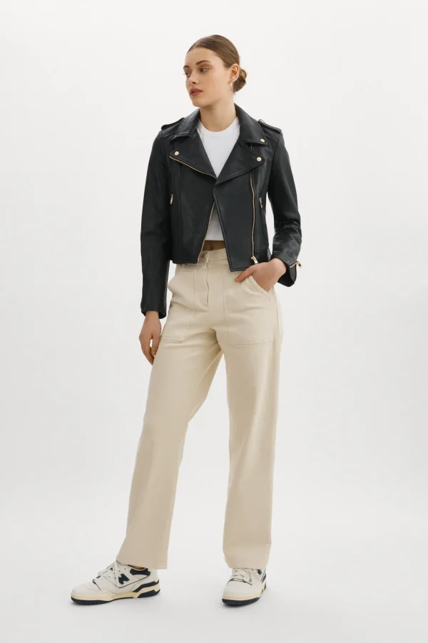 LAMARQUE Leather Jackets | DONNA GOLD | Iconic Leather Biker Jacket Black