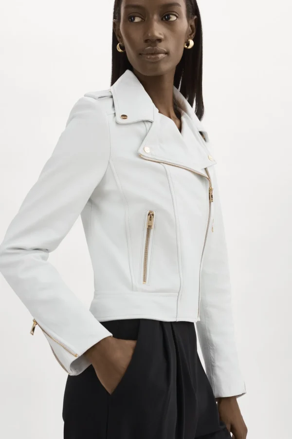 LAMARQUE Leather Jackets | DONNA GOLD | Iconic Leather Biker Jacket White