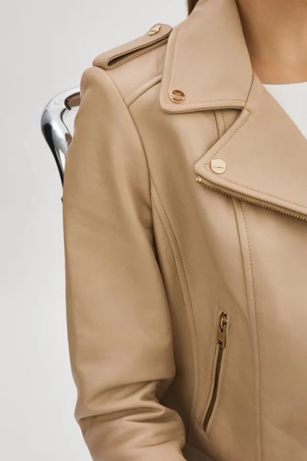 LAMARQUE Leather Jackets | DONNA GOLD | Iconic Leather Biker Jacket Wheat