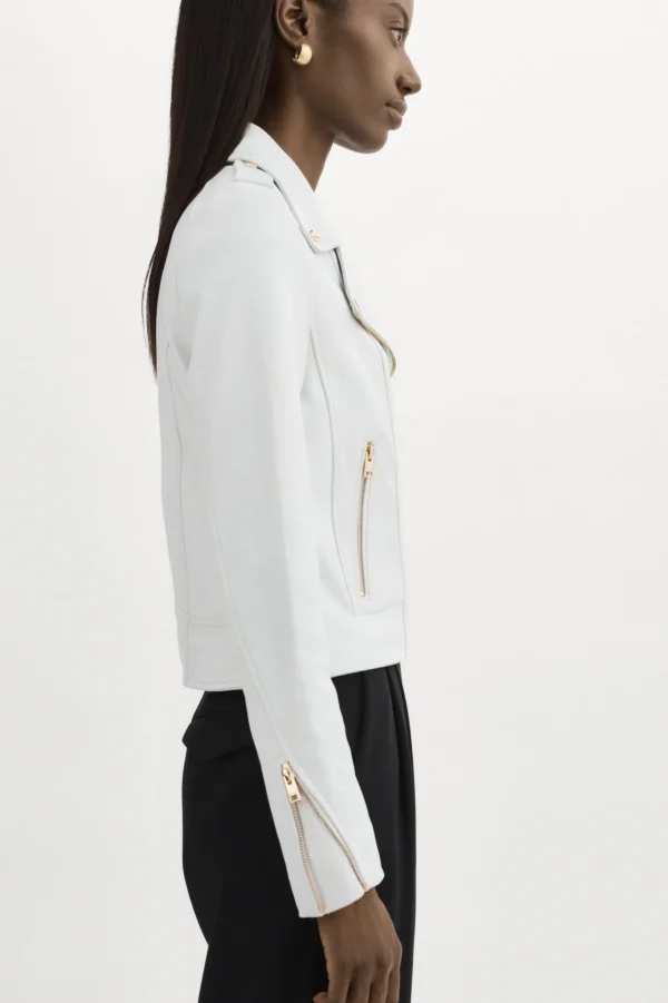 LAMARQUE Leather Jackets | DONNA GOLD | Iconic Leather Biker Jacket White