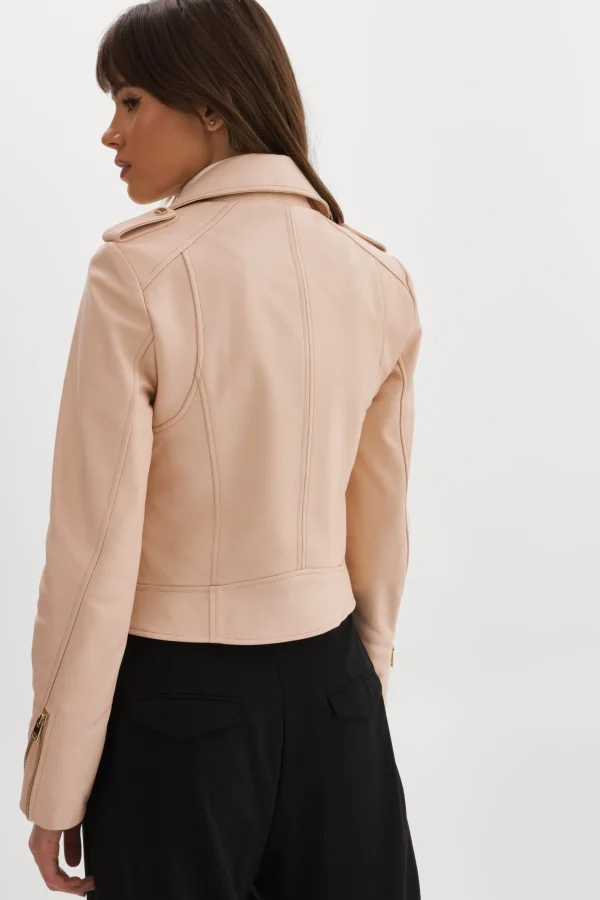 LAMARQUE Leather Jackets | DONNA GOLD | Iconic Leather Biker Jacket Ballet Pink