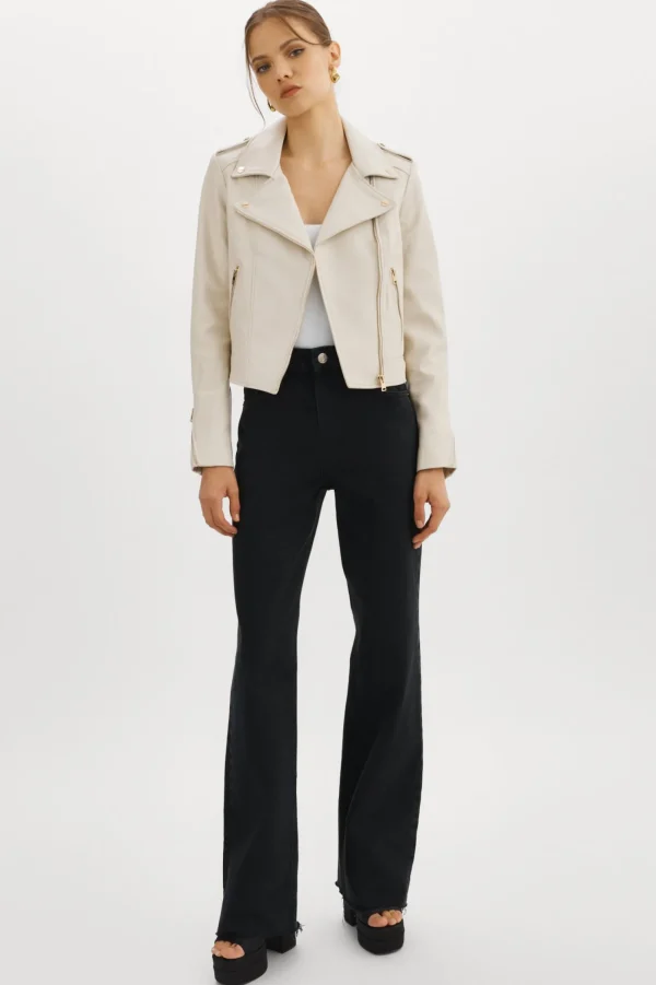 LAMARQUE Leather Jackets | DONNA GOLD | Iconic Leather Biker Jacket Bone