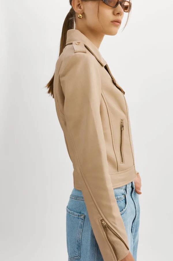 LAMARQUE Leather Jackets | DONNA GOLD | Iconic Leather Biker Jacket Wheat