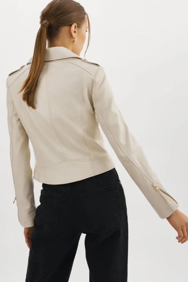 LAMARQUE Leather Jackets | DONNA GOLD | Iconic Leather Biker Jacket Bone