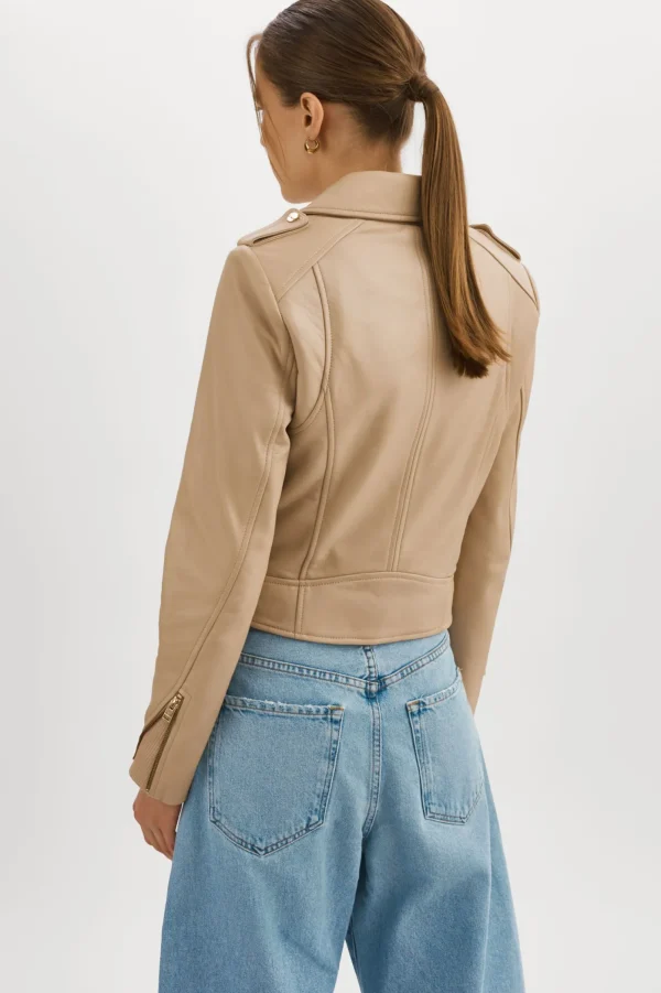 LAMARQUE Leather Jackets | DONNA GOLD | Iconic Leather Biker Jacket Wheat