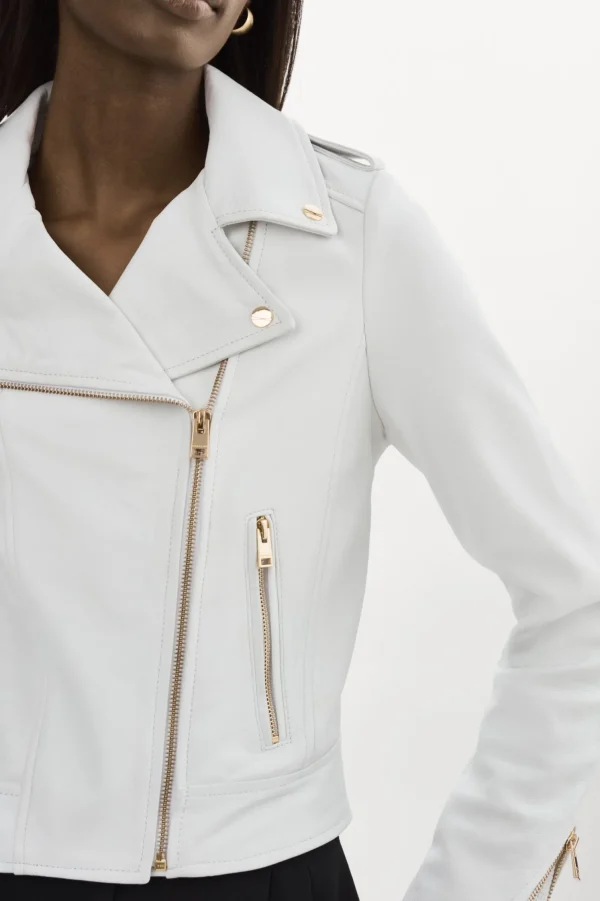 LAMARQUE Leather Jackets | DONNA GOLD | Iconic Leather Biker Jacket White