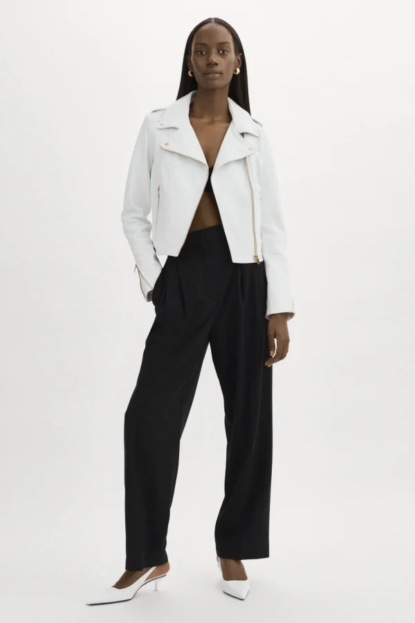 LAMARQUE Leather Jackets | DONNA GOLD | Iconic Leather Biker Jacket White