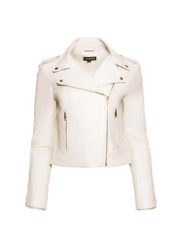LAMARQUE Leather Jackets | DONNA GOLD | Iconic Leather Biker Jacket Bone