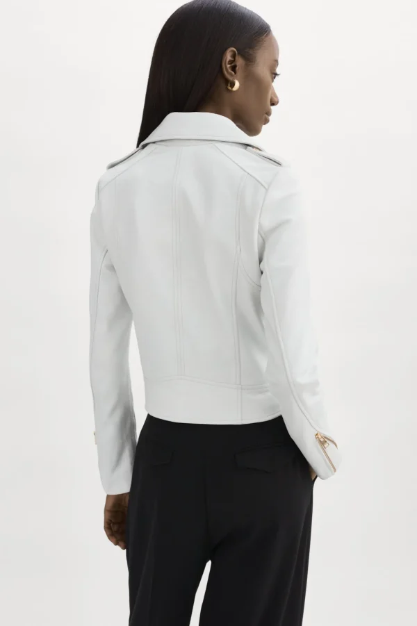 LAMARQUE Leather Jackets | DONNA GOLD | Iconic Leather Biker Jacket White