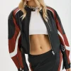 LAMARQUE Leather Jackets | DUSTIN | Leather Racer Jacket Black/Winter White/Ruby Red