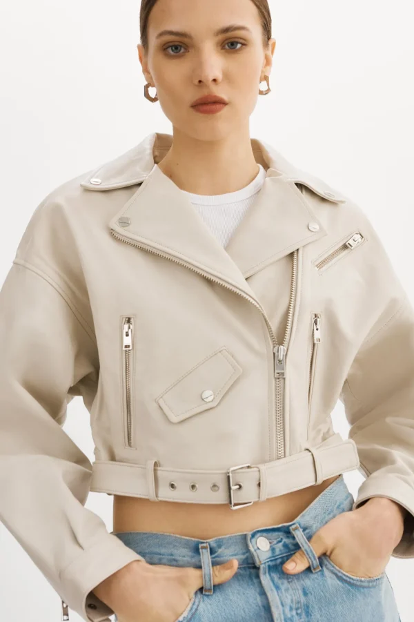 LAMARQUE Leather Jackets | DYLAN | 80's Leather Biker Jacket BONE