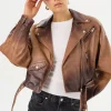 LAMARQUE Leather Jackets | DYLAN | 80's Leather Biker Jacket Almond Shadow