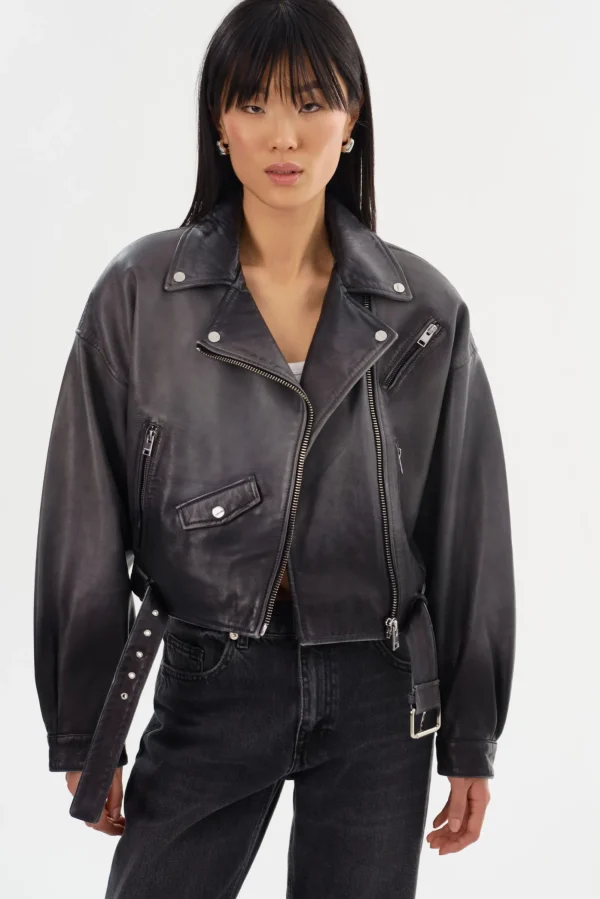LAMARQUE Leather Jackets | DYLAN | 80's Leather Biker Jacket Black Shadow