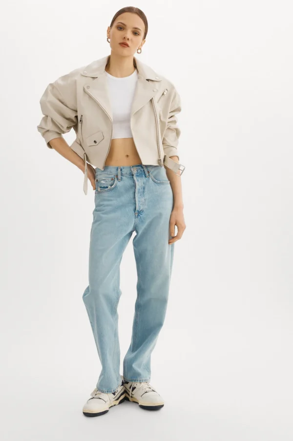 LAMARQUE Leather Jackets | DYLAN | 80's Leather Biker Jacket BONE