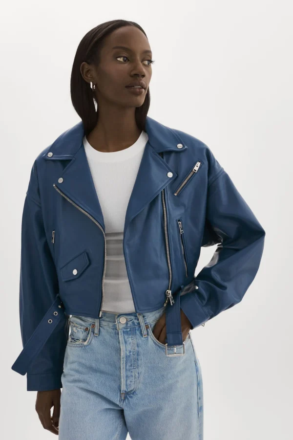 LAMARQUE Leather Jackets | DYLAN | 80's Leather Biker Jacket Midnight Blue