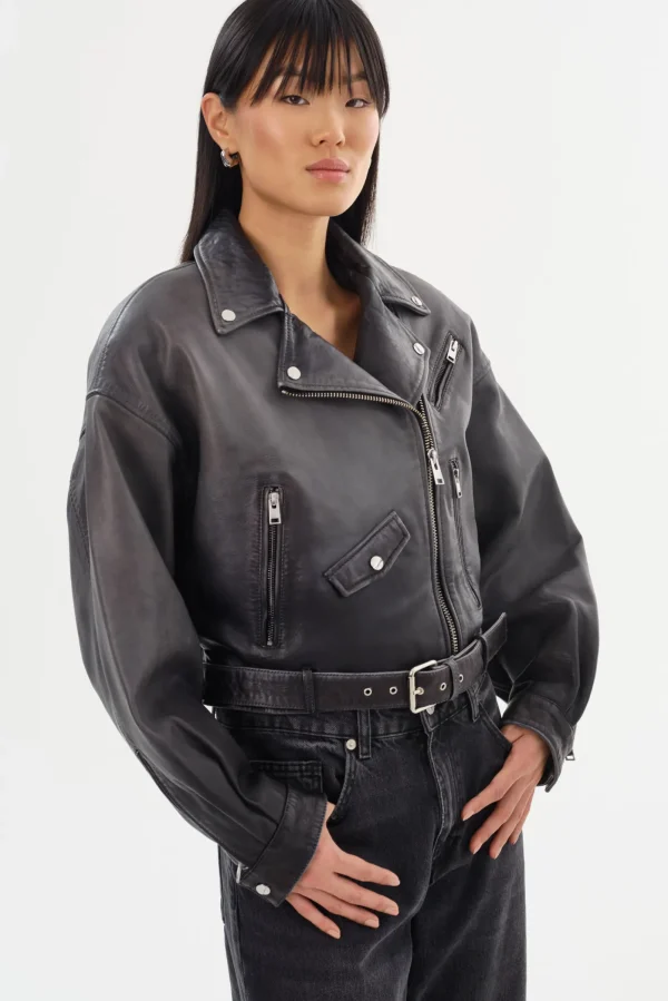 LAMARQUE Leather Jackets | DYLAN | 80's Leather Biker Jacket Black Shadow