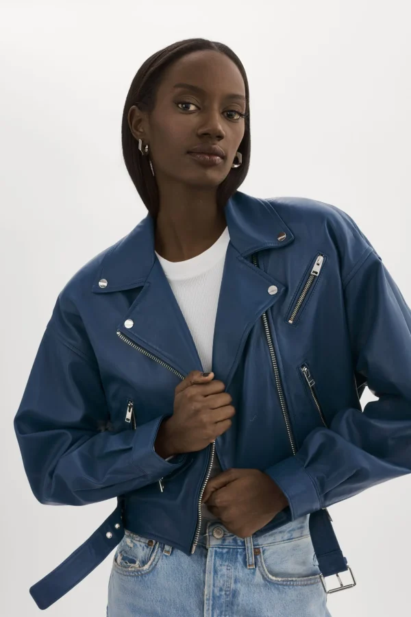 LAMARQUE Leather Jackets | DYLAN | 80's Leather Biker Jacket Midnight Blue