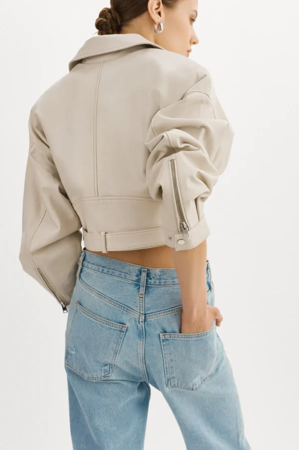 LAMARQUE Leather Jackets | DYLAN | 80's Leather Biker Jacket BONE