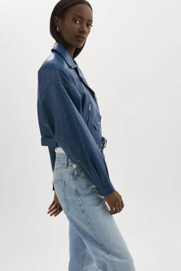 LAMARQUE Leather Jackets | DYLAN | 80's Leather Biker Jacket Midnight Blue