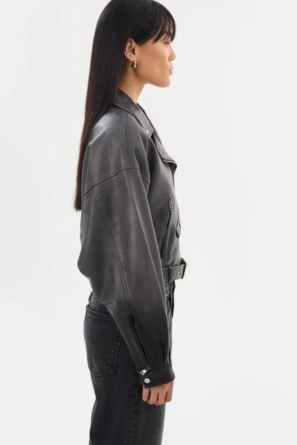 LAMARQUE Leather Jackets | DYLAN | 80's Leather Biker Jacket Black Shadow