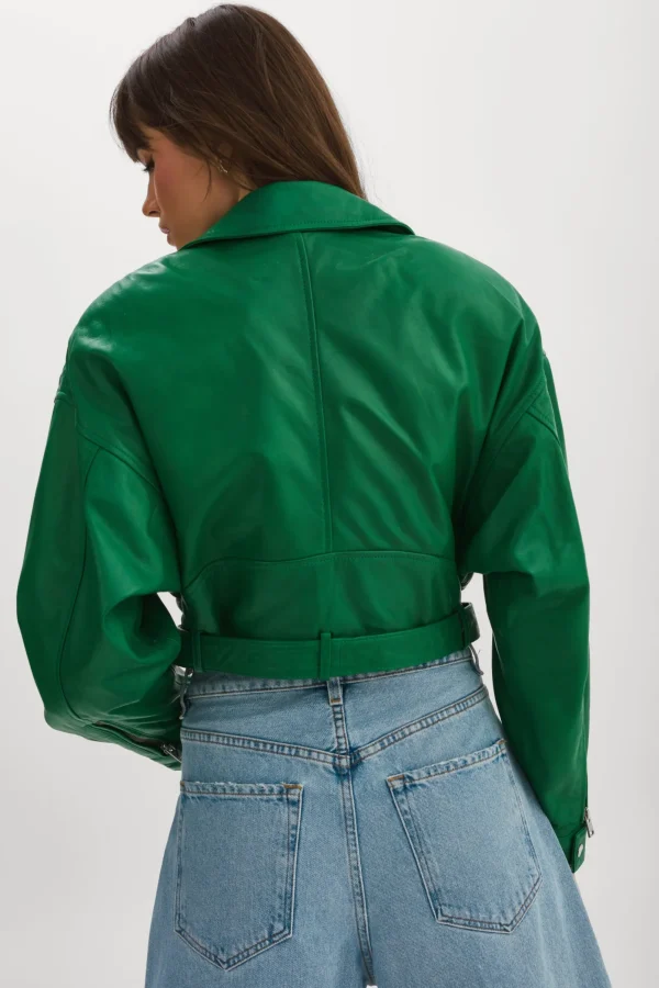 LAMARQUE Leather Jackets | DYLAN | 80's Leather Biker Jacket VIBRANT GREEN