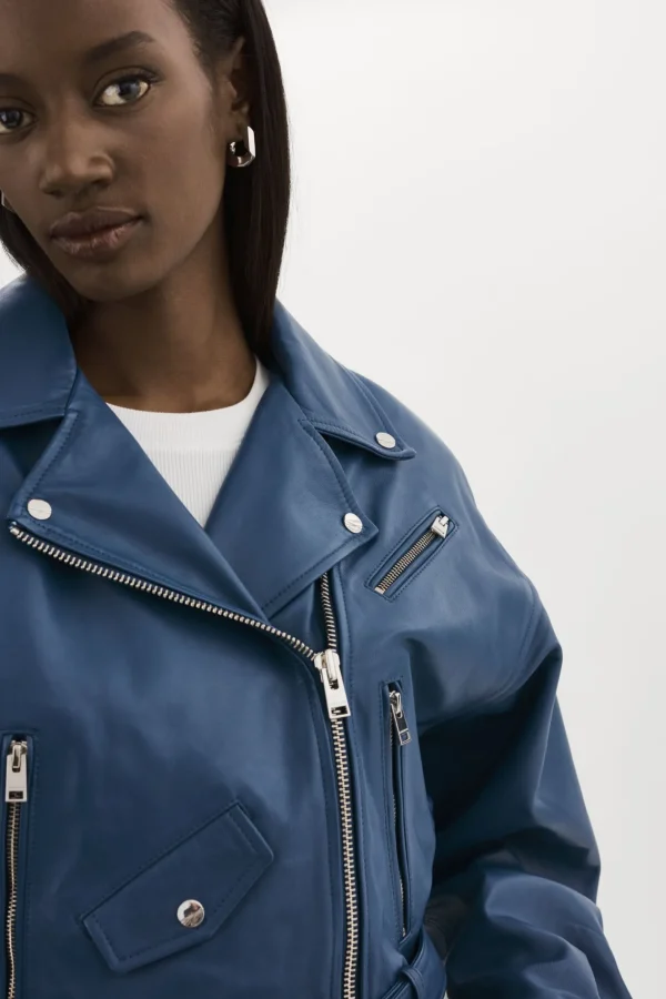 LAMARQUE Leather Jackets | DYLAN | 80's Leather Biker Jacket Midnight Blue