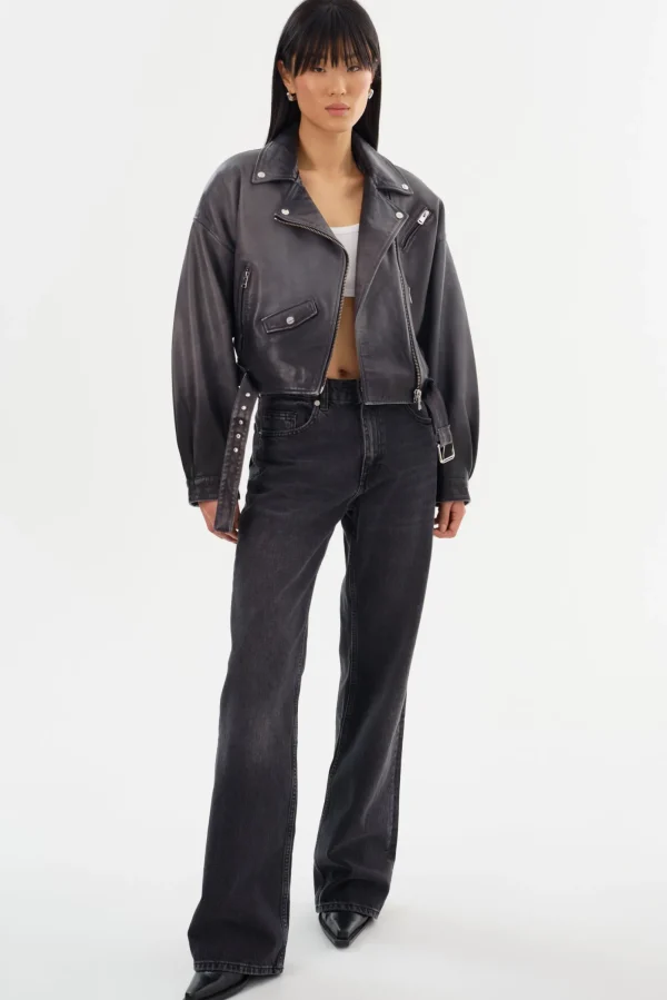 LAMARQUE Leather Jackets | DYLAN | 80's Leather Biker Jacket Black Shadow