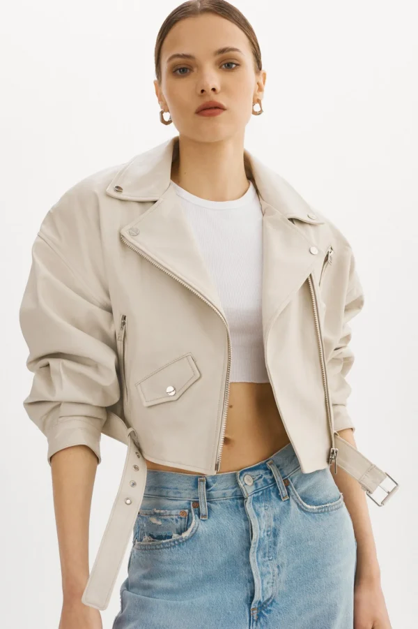LAMARQUE Leather Jackets | DYLAN | 80's Leather Biker Jacket BONE