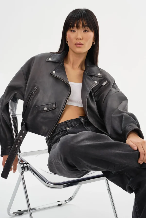 LAMARQUE Leather Jackets | DYLAN | 80's Leather Biker Jacket Black Shadow