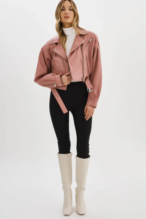 LAMARQUE Leather Jackets | DYLAN | 80's Leather Biker Jacket MAUVE PINK