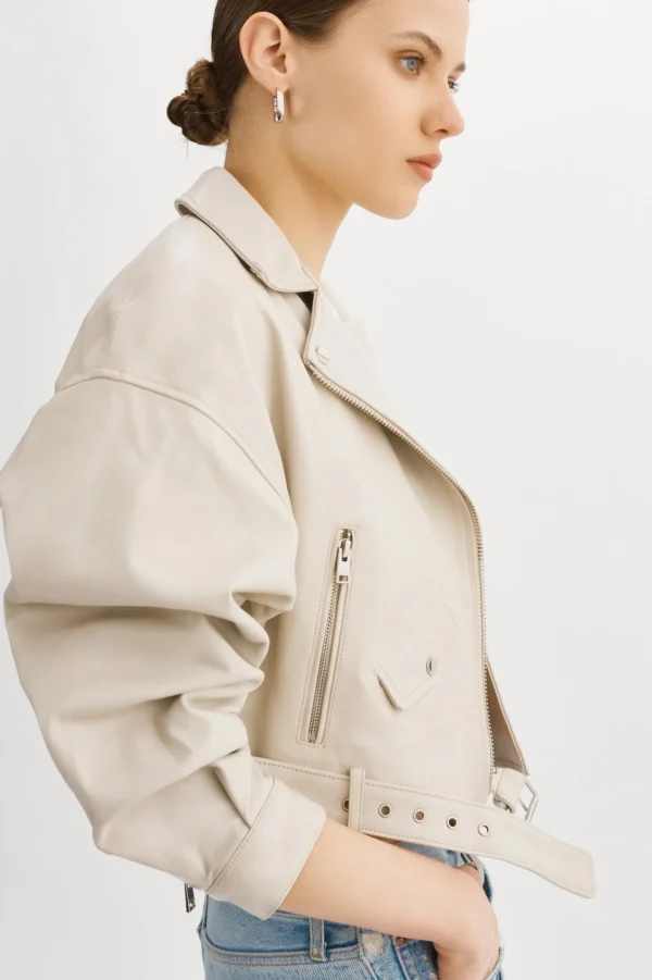 LAMARQUE Leather Jackets | DYLAN | 80's Leather Biker Jacket BONE