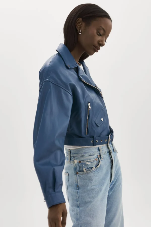 LAMARQUE Leather Jackets | DYLAN | 80's Leather Biker Jacket Midnight Blue