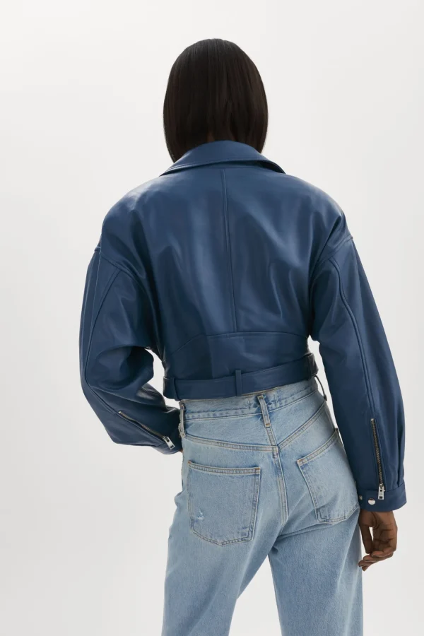 LAMARQUE Leather Jackets | DYLAN | 80's Leather Biker Jacket Midnight Blue