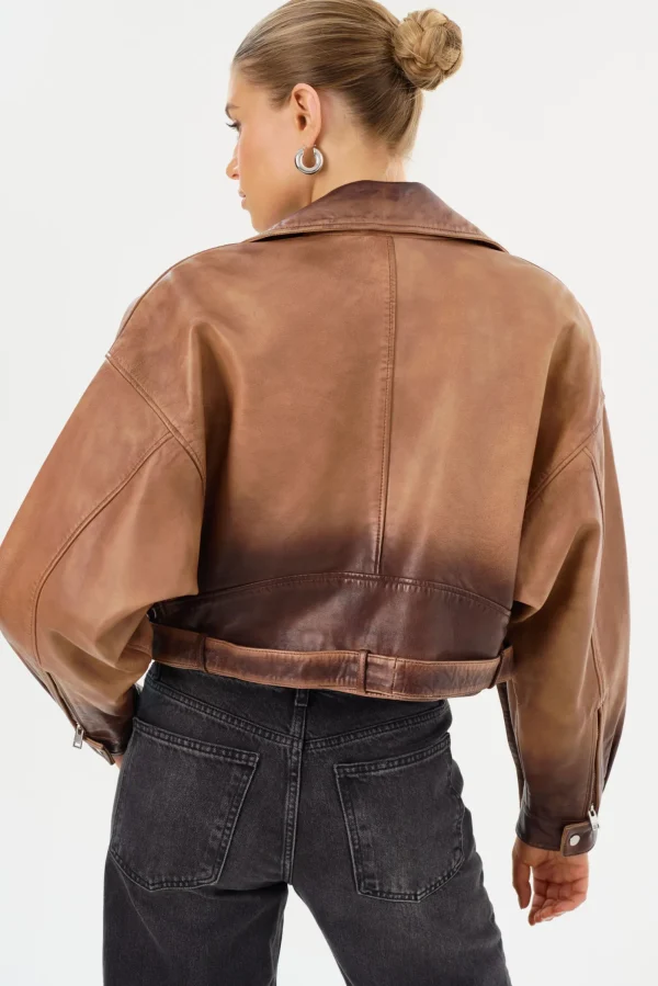 LAMARQUE Leather Jackets | DYLAN | 80's Leather Biker Jacket Almond Shadow
