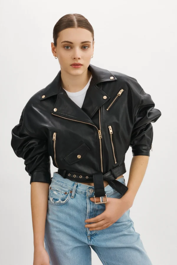 LAMARQUE Leather Jackets | DYLAN GOLD | 80's Leather Biker Jacket Black
