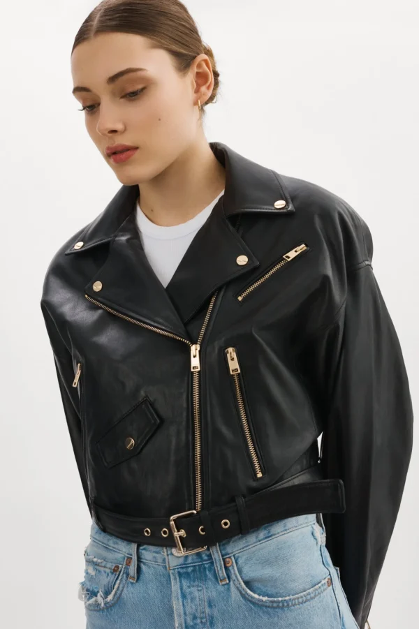 LAMARQUE Leather Jackets | DYLAN GOLD | 80's Leather Biker Jacket Black