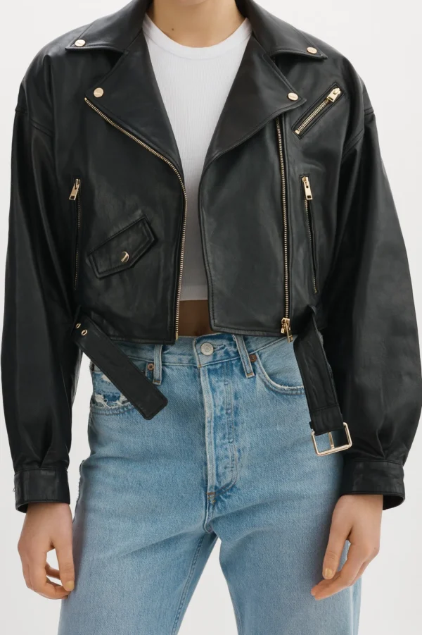 LAMARQUE Leather Jackets | DYLAN GOLD | 80's Leather Biker Jacket Black