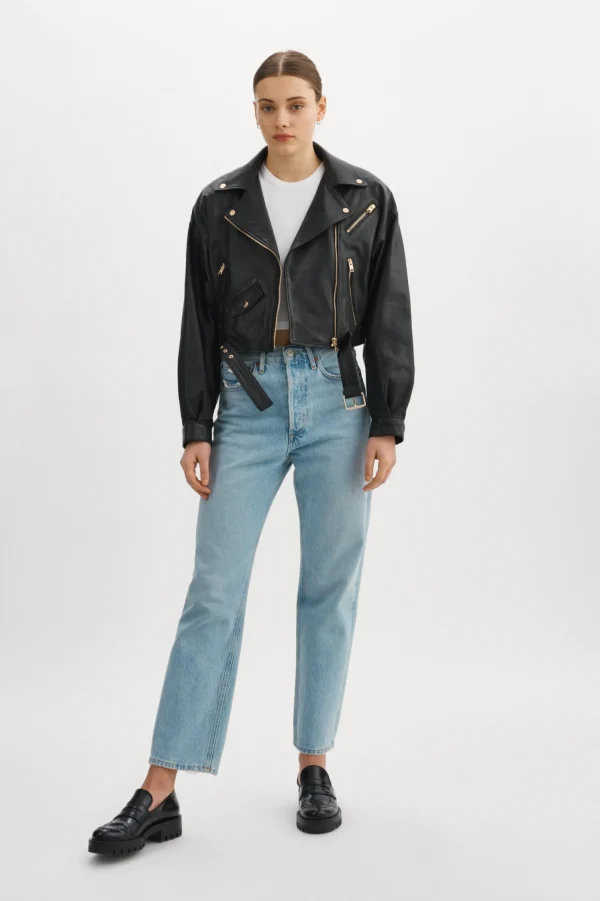 LAMARQUE Leather Jackets | DYLAN GOLD | 80's Leather Biker Jacket Black