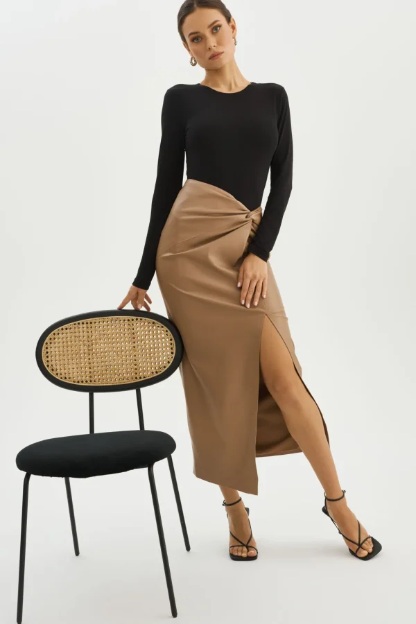 LAMARQUE Skirts | EILEEN | Faux Leather Maxi Skirt Mocha