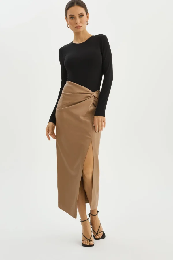 LAMARQUE Skirts | EILEEN | Faux Leather Maxi Skirt Mocha