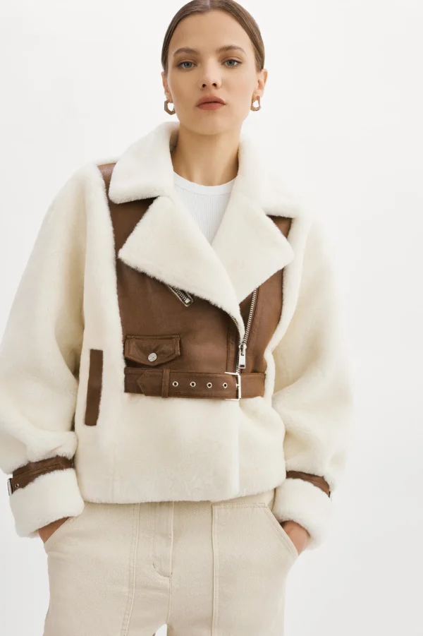 LAMARQUE Coats&Jackets | ELODY | Faux Fur Jacket Ivory Brown