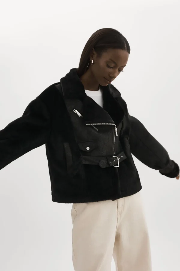 LAMARQUE Coats&Jackets | ELODY | Faux Fur Jacket Black / Black